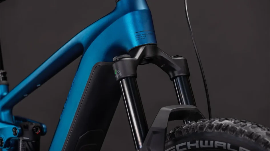Celoodpružené elektrokolo CUBE STEREO HYBRID ONE44 EX ELECTRICBLUE´N´BLUE 2026 detail rámu
