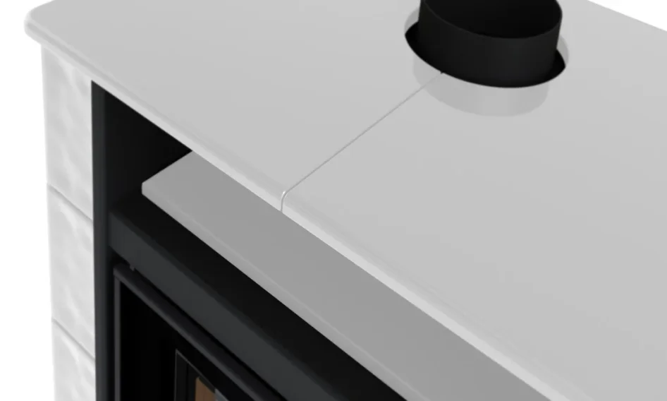 Krbová kachlová kamna HS FLAMINGO AQUAFLAM VARIO PERU 11/5 - bílá detail II