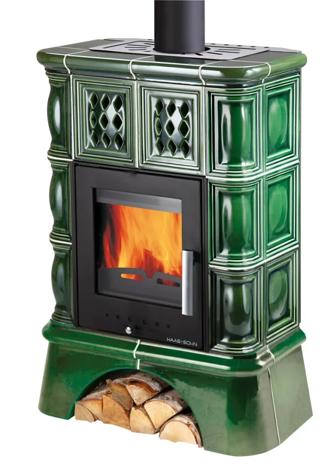 Krbová kachlová kamna HAAS+SOHN TREVISO TV II KACHLOVÝ SOKL - zelená