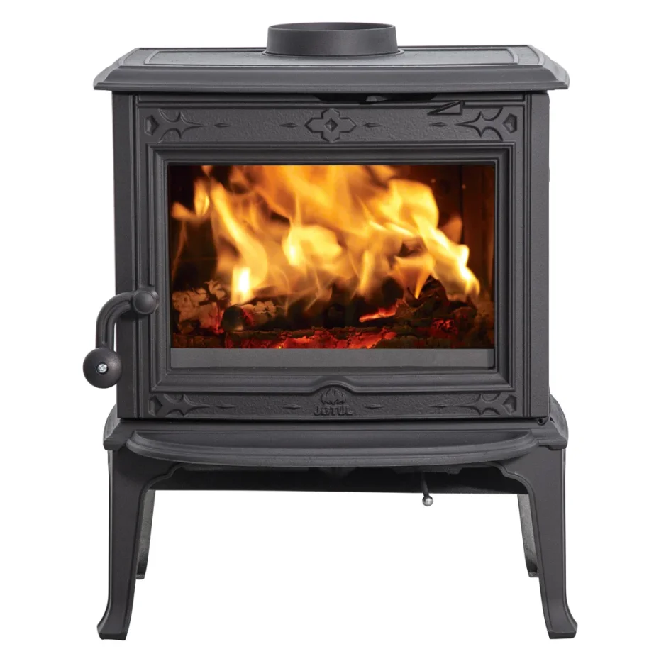 Litinová krbová kamna JOTUL F 100 ECO LL SE ČERNÝ LAK - čelní pohled