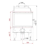 Krbová vložka BEF HOME THERM 8 CP PASSIVE - rozměry Krbová vložka BEF HOME THERM 8 CP PASSIVE - rozměry