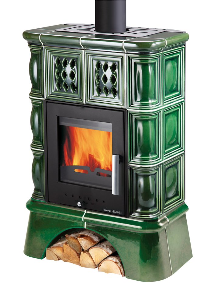 Krbová kachlová kamna HAAS+SOHN TREVISO TV II KACHLOVÝ SOKL - zelená