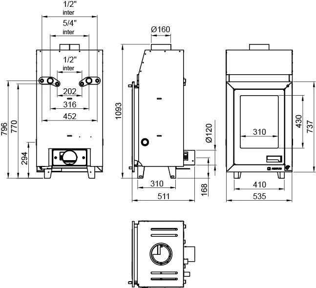 Krbová vložka HS FLAMINGO AQUAFLAM 12 AR nákres rovná