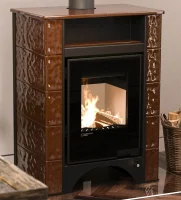 Krbová kachlová kamna HS FLAMINGO AQUAFLAM VARIO PERU 11/5 - hnědá v interiéru I