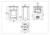 Krbová plechová kamna HS FLAMINGO AQUAFLAM VARIO LEND 11/5 nákres a rozměry