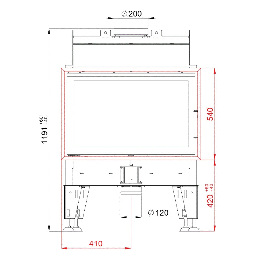 Krbová vložka BEF HOME THERM 8 PASSIVE - rozměry
