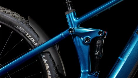 Celoodpružené elektrokolo CUBE STEREO HYBRID ONE22 SLX ELECTRICBLUE´N´BLACK 2025