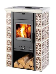 Krbová kachlová kamna HAAS+SOHN ČIČMANY SLONOVÁ KOST/HNĚDÁ