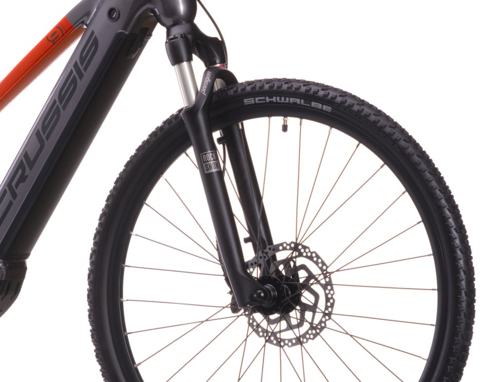 Elektrokolo CRUSSIS E-CROSS LOW 9.11 715 WH 2026 detail vidlice