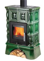 Krbová kachlová kamna HAAS+SOHN TREVISO TV II KACHLOVÝ SOKL - zelená