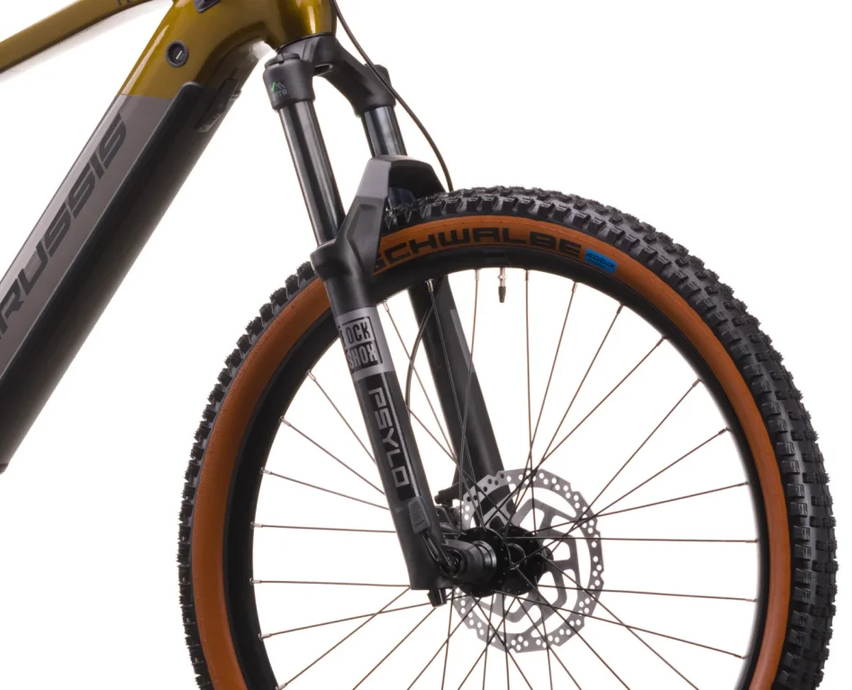 Elektrokolo CRUSSIS E-ATLAND 10.11 715 WH 2026 detail vidlice
