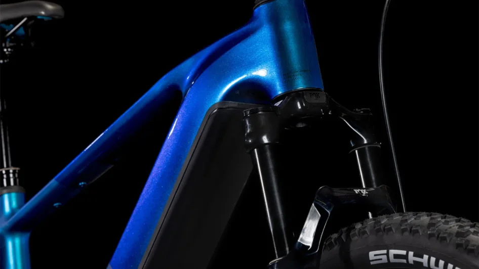 Elektrokolo CUBE REACTION HYBRID SLX NEBULA´N´BLUE 2025 detail vidlice