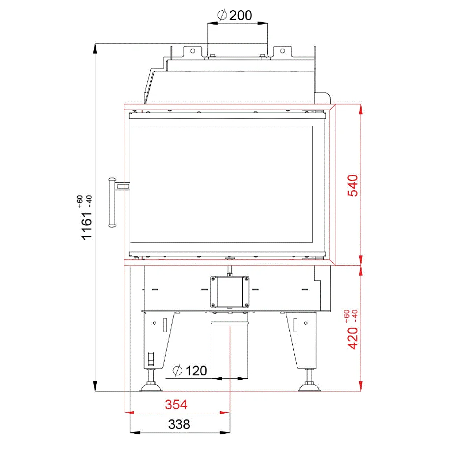 Krbová vložka BEF HOME THERM 8 CL PASSIVE - rozměry