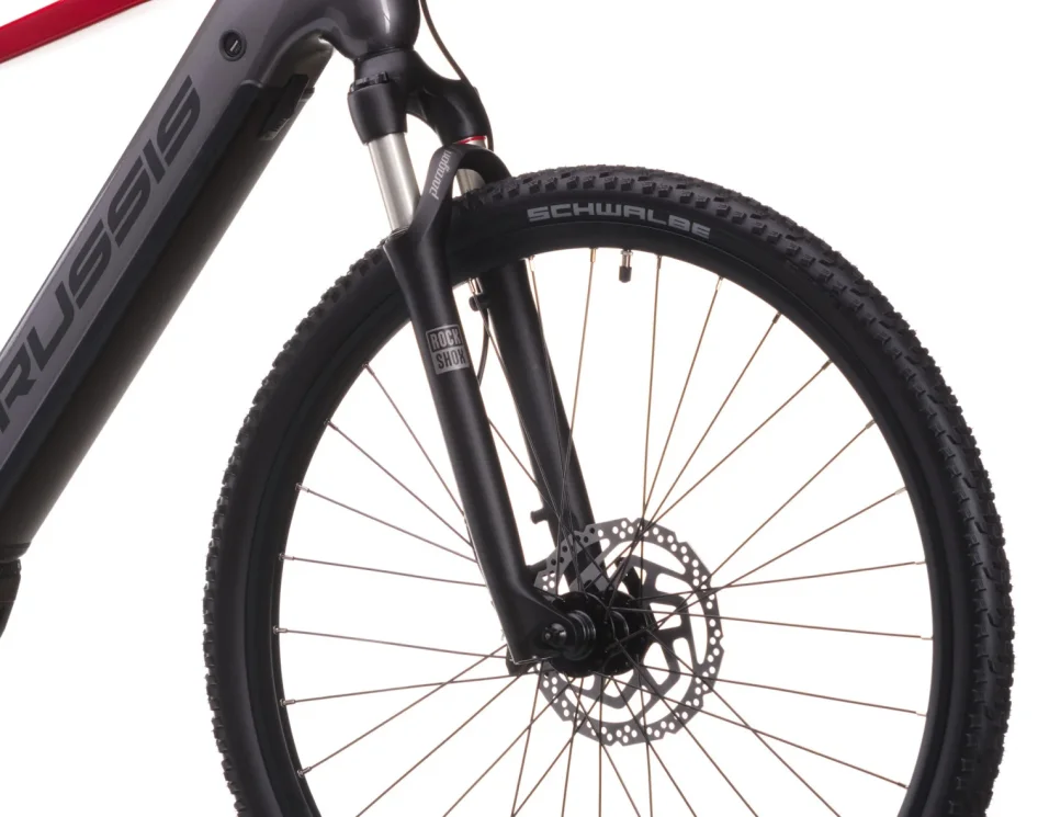 Elektrokolo CRUSSIS E-CROSS 9.11 715 WH 2026 detail vidlice