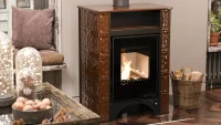 Krbová kachlová kamna HS FLAMINGO AQUAFLAM VARIO PERU 11/5 - hnědá v interiéru III