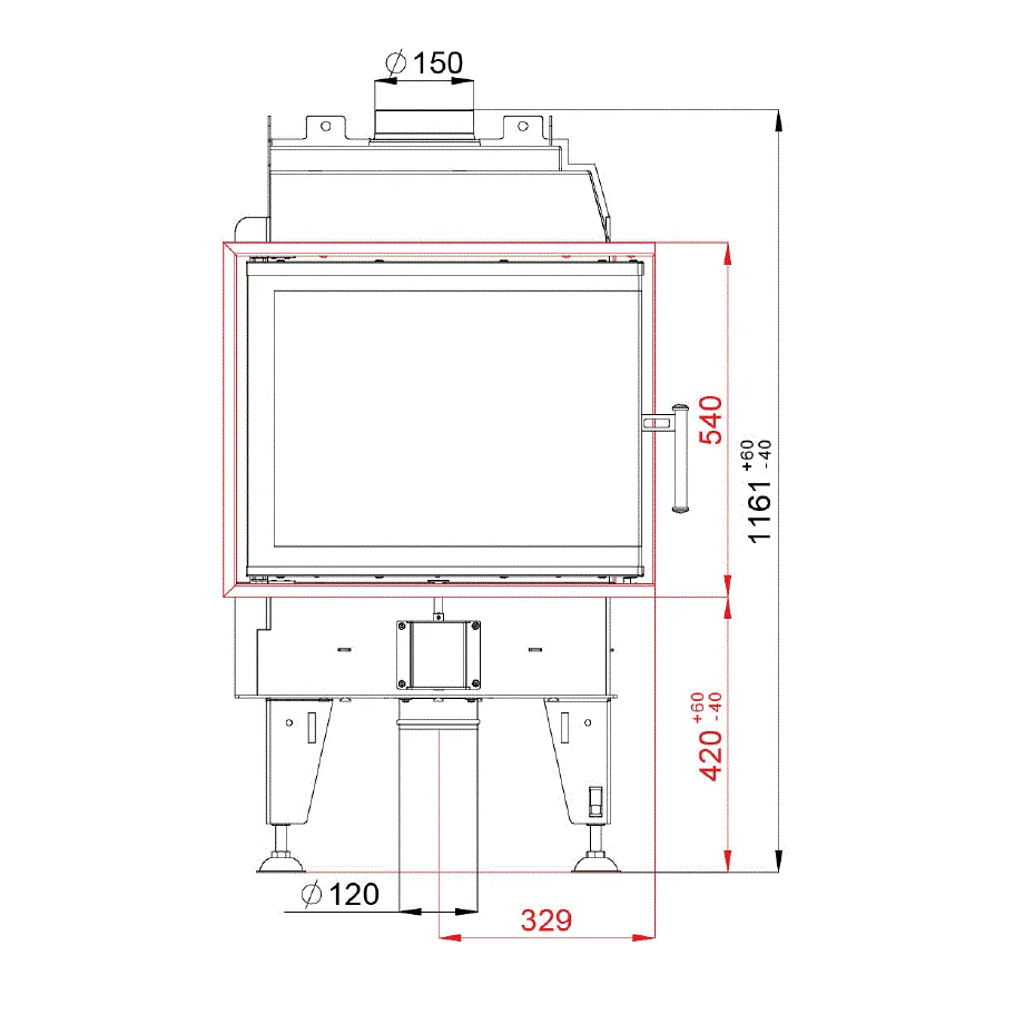 Krbová vložka BEF HOME THERM 7 CP PASSIVE - rozměry