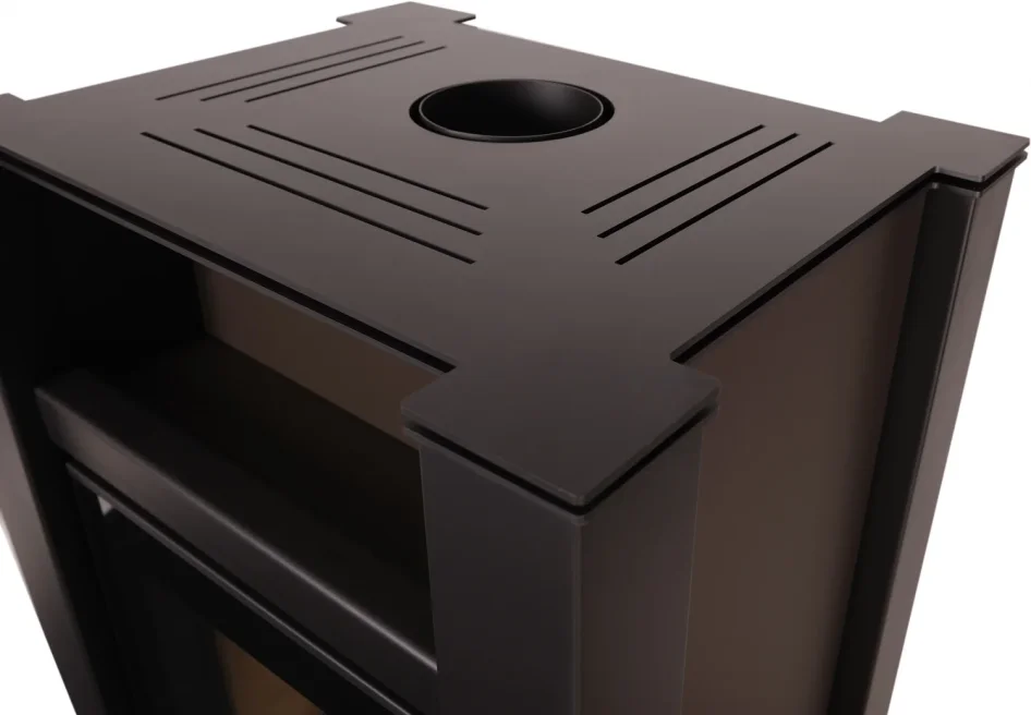 Krbová plechová kamna HS FLAMINGO AQUAFLAM VARIO LEND 11/5 hnědá - sametová detail