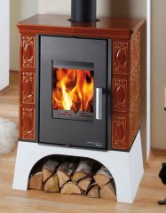 Krbová kachlová kamna HAAS+SOHN EMPOLI AL II TV S VYCHLAZOVACÍ SMYČKOU - karamel