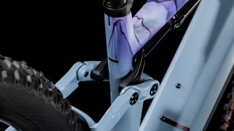 Celoodpružené elektrokolo CUBE STEREO HYBRID ONE44 HPC RACE PIGEONBLUE´N´ART 2025