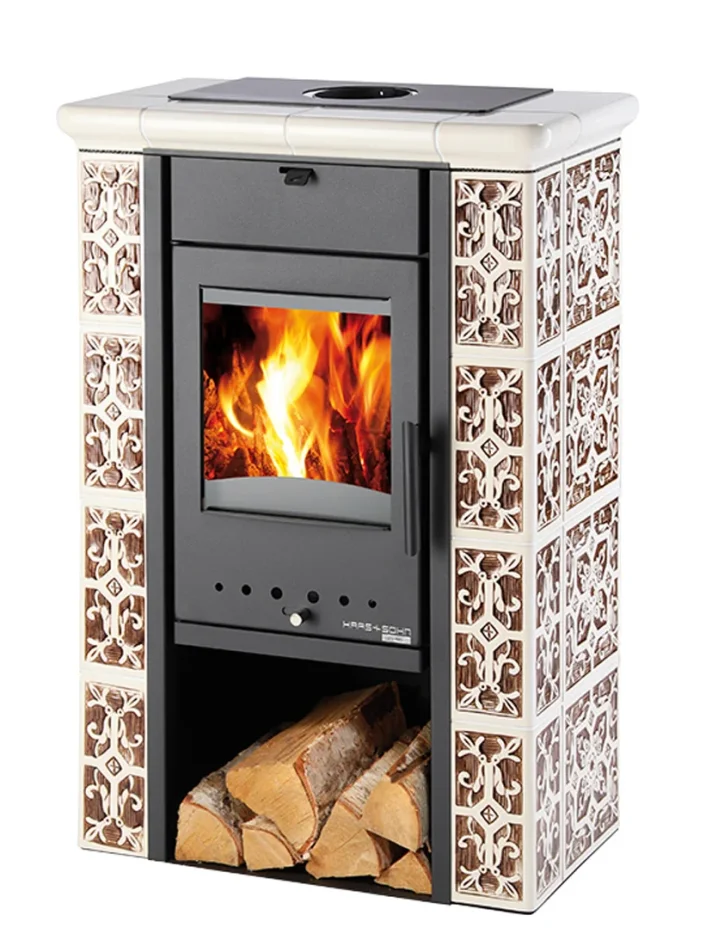 Krbová kachlová kamna HAAS+SOHN ČIČMANY SLONOVÁ KOST/HNĚDÁ