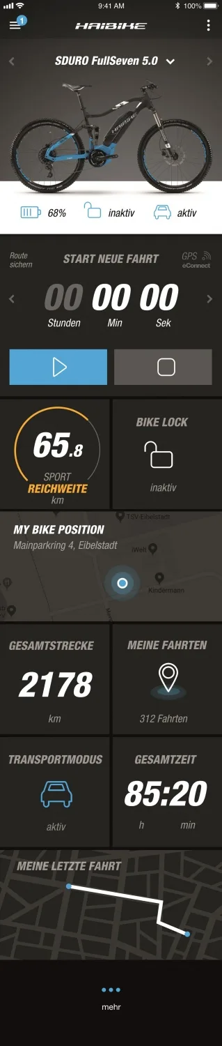 HAIBIKE E-CONNECT E-connect aplikace